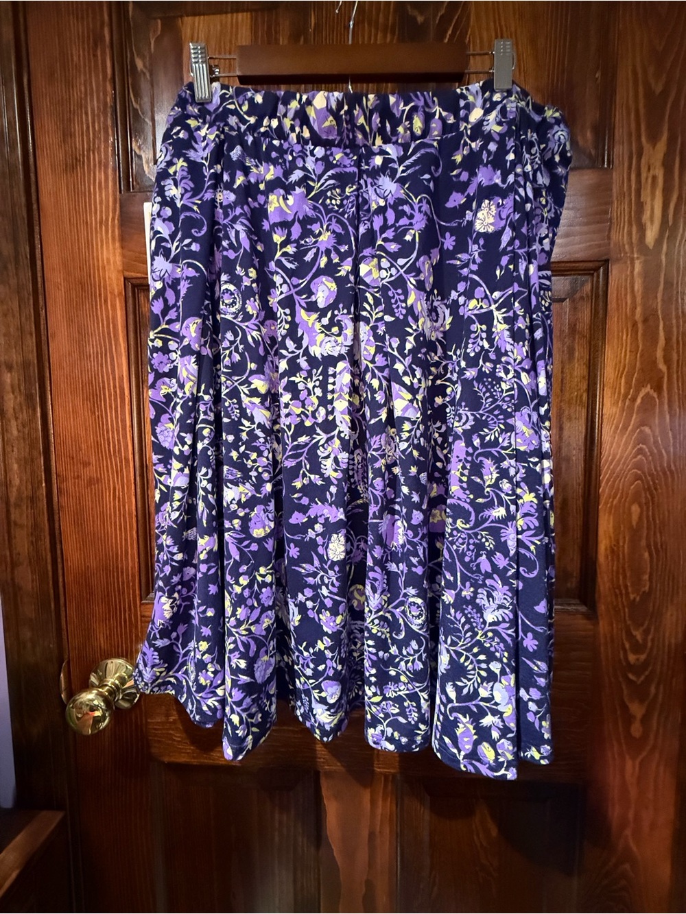 LuLaRoe Purple Floral Circle Skirt with Yellow Accents